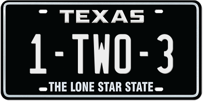 black-white-premium-embossed License Plate with 1-TWO-3 Message
