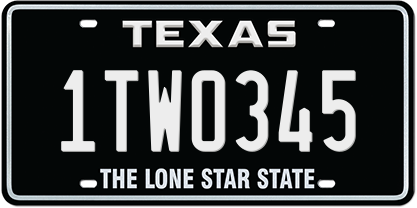 black-white-premium-embossed License Plate with 1TWO345 Message