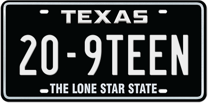 black-white-premium-embossed License Plate with 20-9TEEN Message