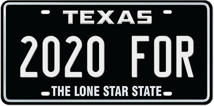 black-white-premium-embossed License Plate with 2020 FOR Message