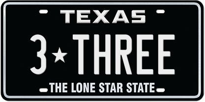 black-white-premium-embossed License Plate with 3&THREE Message