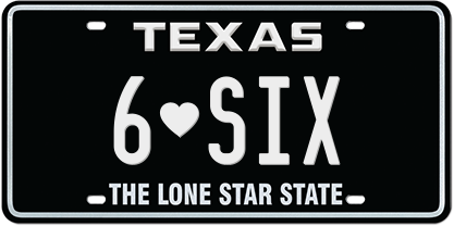 black-white-premium-embossed License Plate with 6@SIX Message
