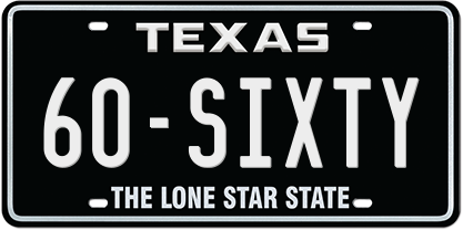 black-white-premium-embossed License Plate with 60-SIXTY Message