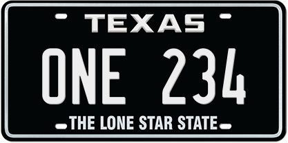 black-white-premium-embossed License Plate with ONE 234 Message