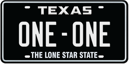 black-white-premium-embossed License Plate with ONE-ONE Message