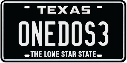 black-white-premium-embossed License Plate with ONEDOS3 Message