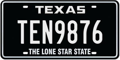 black-white-premium-embossed License Plate with TEN9876 Message