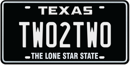 black-white-premium-embossed License Plate with TWO2TWO Message